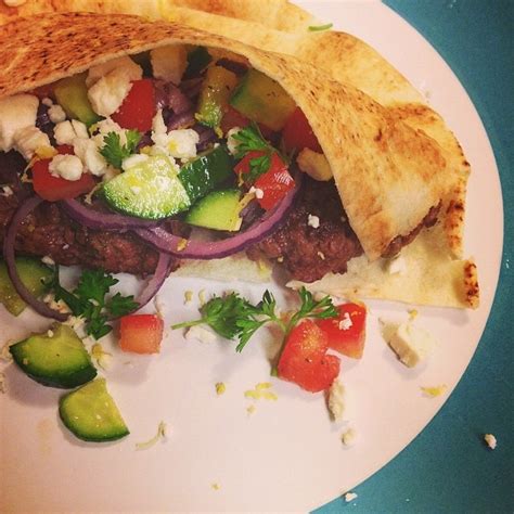 Ripped Recipes Lamb Burger W Feta Greek Salad Topping