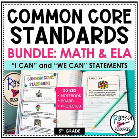 Common Core Standards I Can And We Can Statements 5th Grade Ela