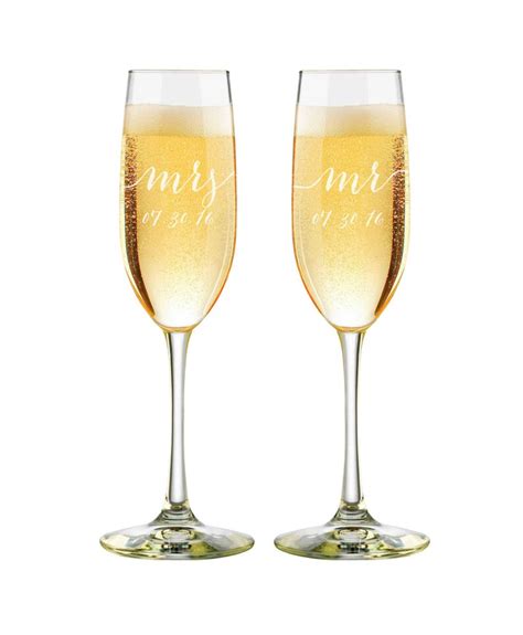 Mr And Mrs Champagne Flutes Personalized Wedding Gift Bride Etsy Uk