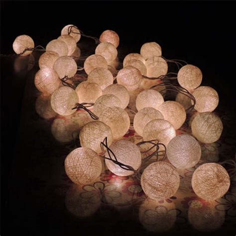 35 Fabric Creamy White Cotton Ball String Fairy Lights Luminaria