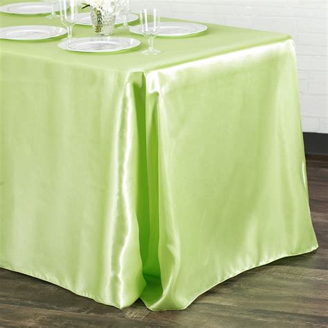 Satin Rectangular 90 X 132 Inch Tablecloth Apple Green At Cv Linens