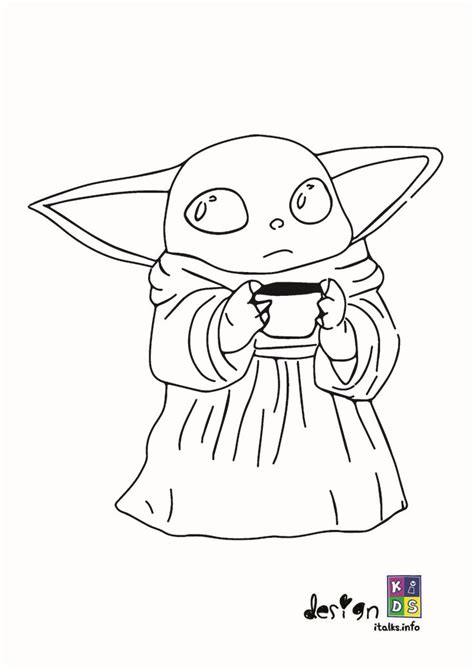 Despite his small stature and seeming harmlessness, master yoda is one of the most powerful jedi knights. Baby Yoda coloring page Designkids Only For Kids ...
