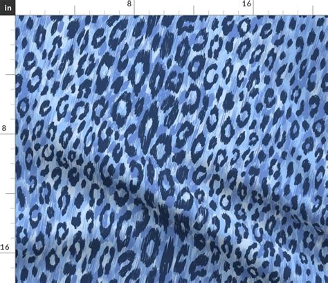 Blue Leopard Print Fabric Leopard Fur In Blue Colors By Ybt Etsy