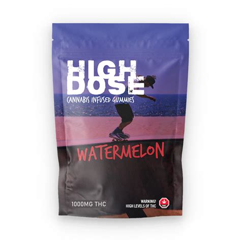High Dose - Watermelon 1000mg THC Gummy - SimplyBudz