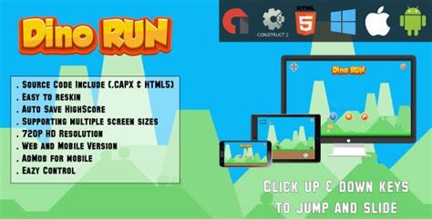 Dino Run Adventure Html5 Game Web And Mobile Admob Capx C3p And