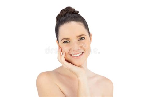 Calm Natural Model Stroking Her Face Stock Photos Free Royalty Free