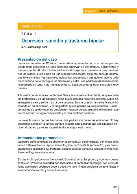 Anexo Caso Anexo CASOS CLÍNICOS Caso clínico tema Depresión suicidio y