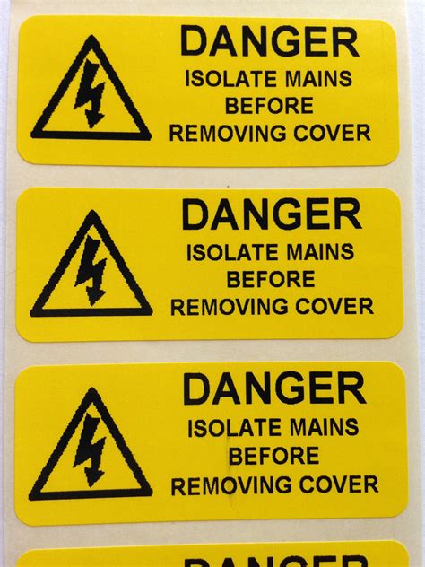 Electrical Safety Warning Labels Isolate Mains Yellow Mm X Mm