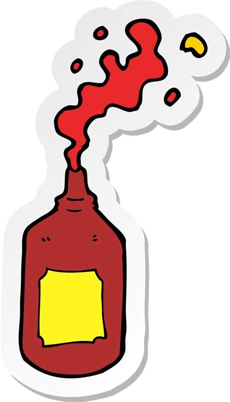 Sticker Of A Cartoon Squirting Ketchup Bottle 10202718 Vector Art At Vecteezy