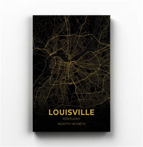 Louisville Kentucky City Map Canvas Art City Map Art City Etsy