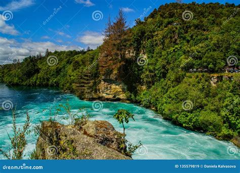 Turquoise Waikato River Huka Falls Taupo New Zealand Stock Image