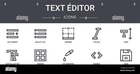 Editor De Texto Concepto Línea Iconos Conjunto Contiene Iconos Que Se