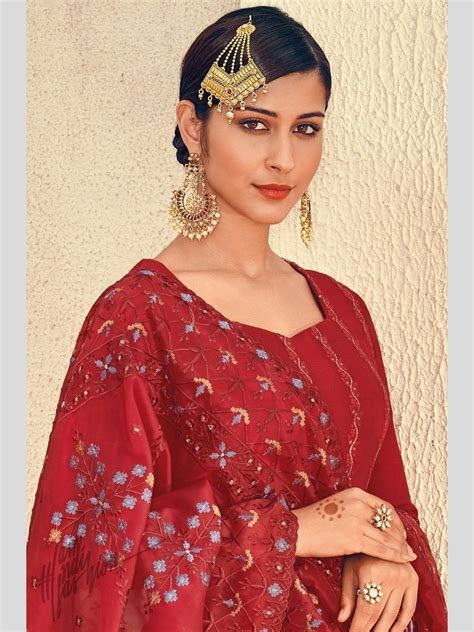 Lakhnavi Embroidery On Georgette Salwar Kameez Indian Dress C352e Fabricoz Usa