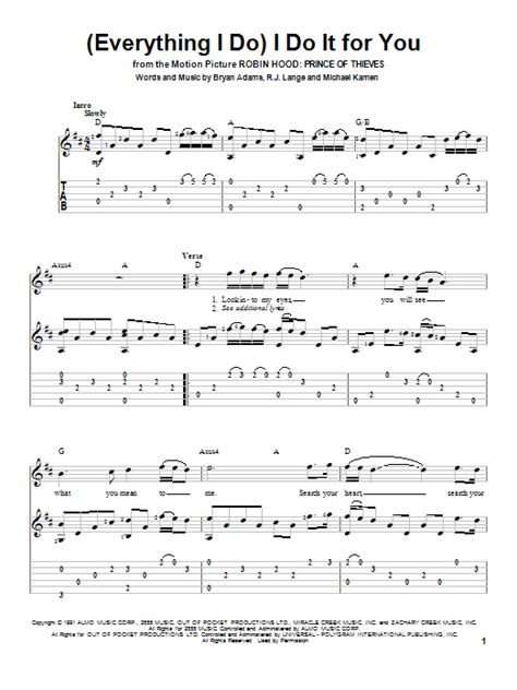 Bryan Adams Everything I Do I Do It For You Guitar Tab