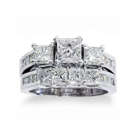 Pompeii3 3 12ct Princess Cut Diamond Engagement Ring Wedding Set 14k