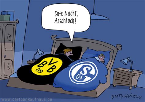 Cartoonkarten Cartoon Postkarte Schalke Bvb