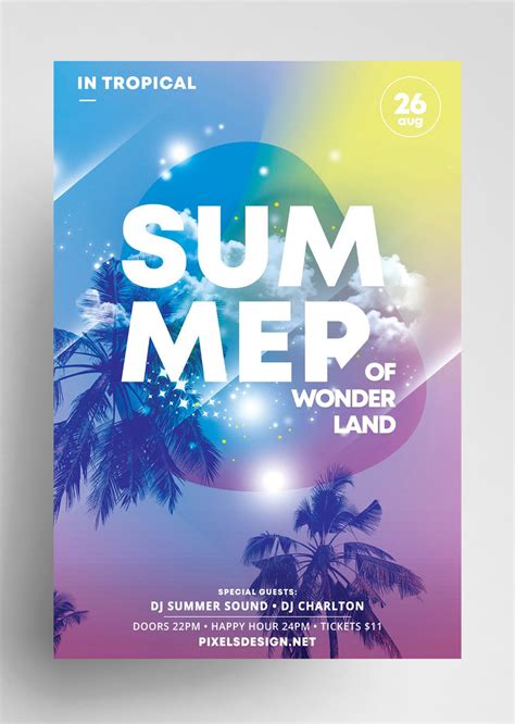 Download Summer Land PSD Flyer Template For Free This Tropical Summer Flyer Is Editable And