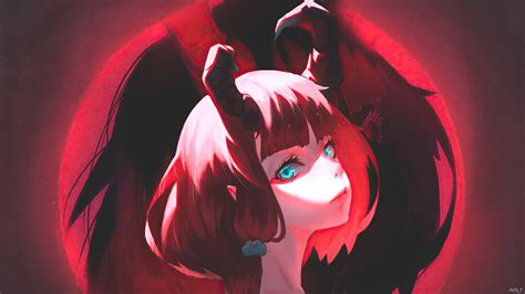 Wallpaper Girl Demon Horns Pomegranates Anime Art Hd Vrogue Co