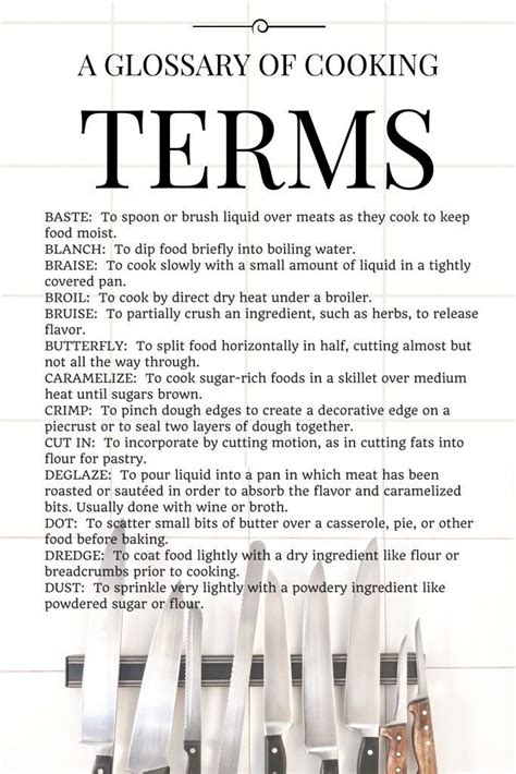 Cooking Glossary Of Terms A Helpful List Of Cooking Definitions For