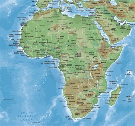 Editable in adobe illustrator, inkscape or compatible vector programs. Vector Map of Africa Continent Physical | One Stop Map