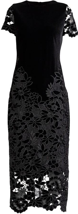Shoshanna Harrison Floral Lace Midi Dress Shopstyle