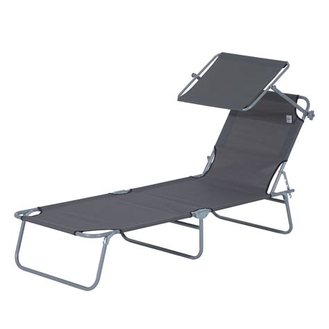 Outsunny Folding Sun Lounger 3 Positions Grey Outsunny Folding Sun Lounger 3 Positions Grey
