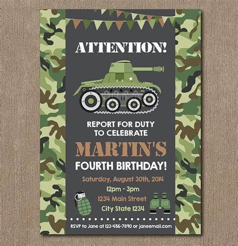 Editable Army Birthday Invitation Military Birthday Etsy Armys