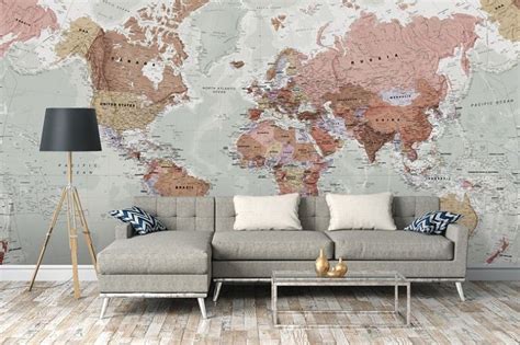 World Map Wall Decorating Ideas 50 Interior Designs In Different Styles