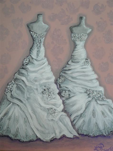 Example Of A Custom Front And Back View Wedding Dress Painting For