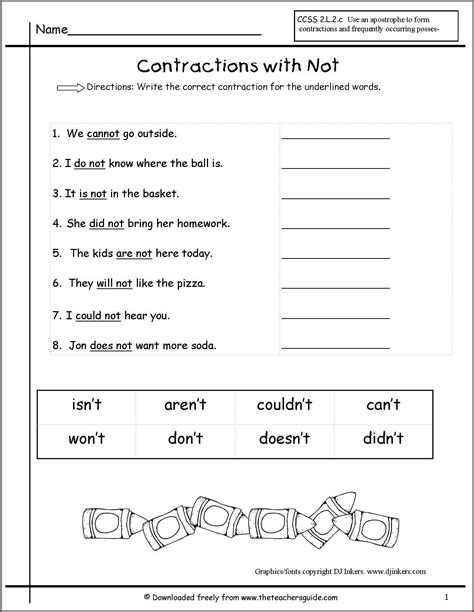 Grammar Worksheet Second Grade