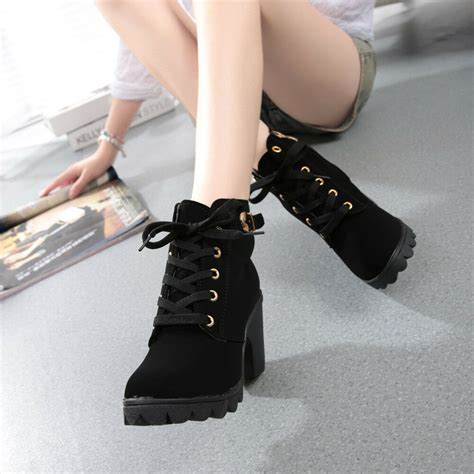 Find heels for girls from a vast selection of girls' shoes. Womens Fashion High Heel Lace Up Ankle Boots Ladies Buckle ...