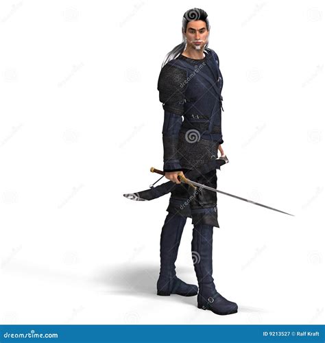 Fantasy Style Fighter With Sword With Clipping Pa Stock Illustration