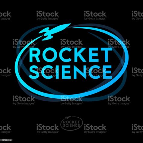 Rocket Science Icon Rocket Emblem Rocket And Letters Inside Orbit Stock