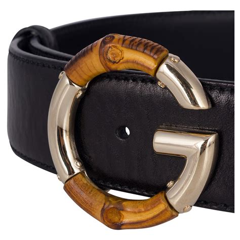 Gucci Black Leather G Bamboo Buckle Belt 91cm