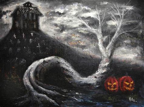 Haunted Mansion By Bobby Holland Halloween Jack O Lanterns Art Print
