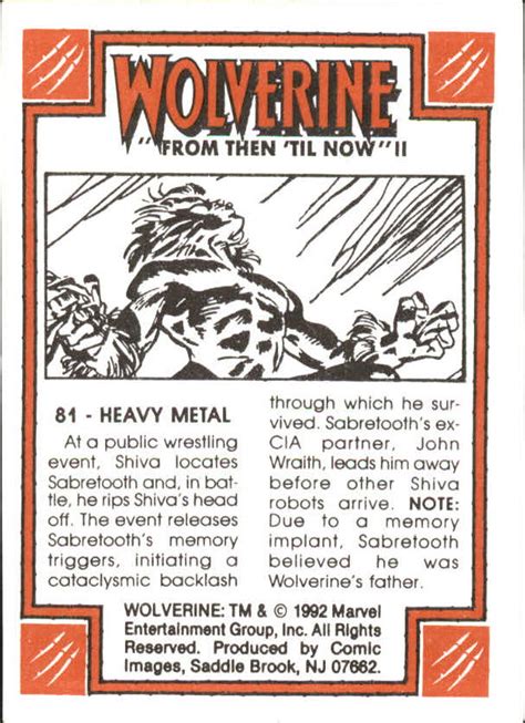 1992 Comic Images Wolverine From Then Til Now Ii 81 Heavy Metal Nm Mt