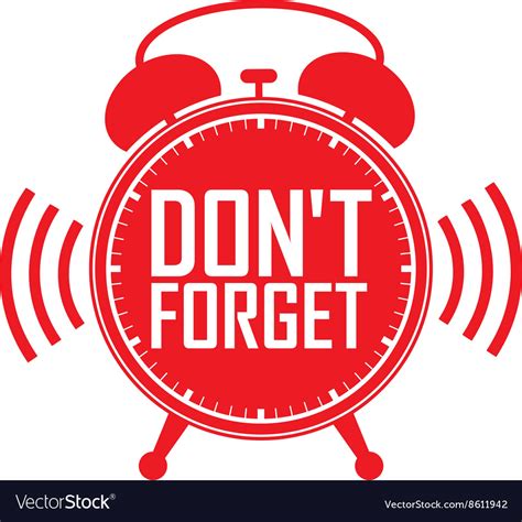 Dont Forget Red Alarm Clock Royalty Free Vector Image