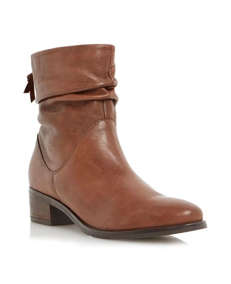 Lyst Dune Pager Slouch Leather Ankle Boot In Brown