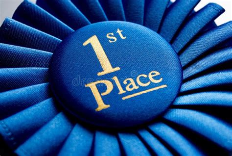 Blue First Place Winner Rosette Stock Photo Image Of Text Rosette