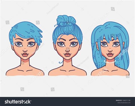 Types Female Hairstyles Vector Illustration Girls Stock Vektorgrafik Lizenzfrei 1346311190