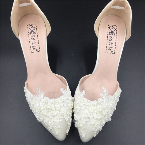Ivory White Low Heels Womens Party Shoes Evening Wedding Shoes Usa