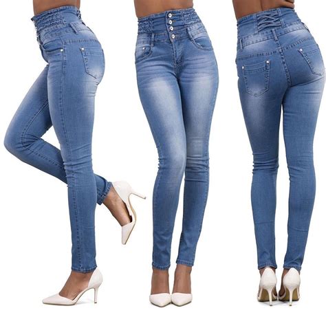 Fashion Women High Waist Skinny Tight Long Jeans Pencil Stretch Denim