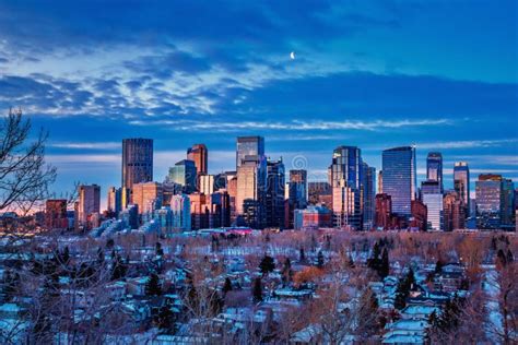 Sunrise Sky Glowing Over Downtown Calgary Editorial Photo Image Of