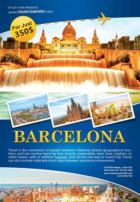 Organize The Most Phenomenal Tour With Our Free Barcelona Psd Flyer