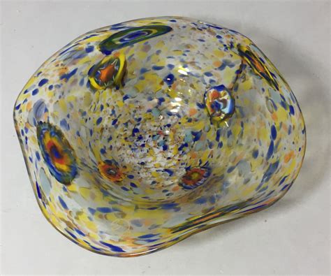 Decorative Multi Colored Design Art Glass Bowl 7 1 2 Ebay