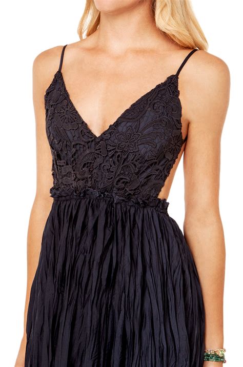 Akira Black Label Backless Lace Bust Maxi Dress In Navy In Blue Navy