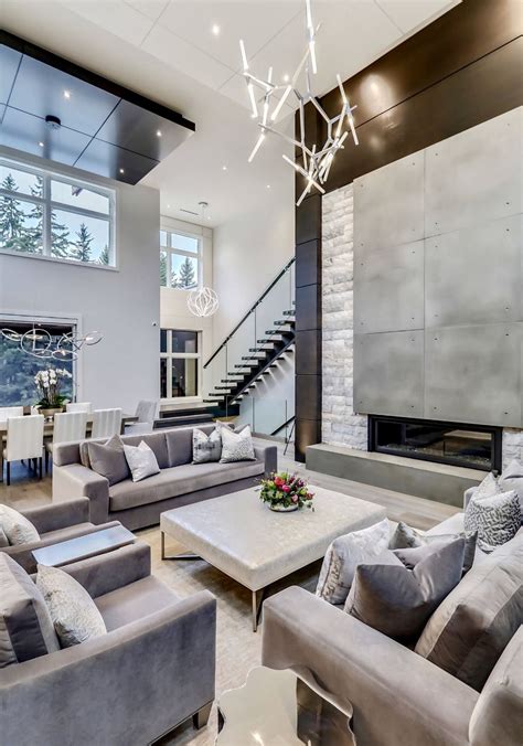 Modern Monochromatic Grey Living Room Luxury Living Room Farm House