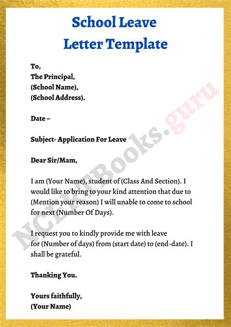 Sample Of Application Letter For 3 Days Leave