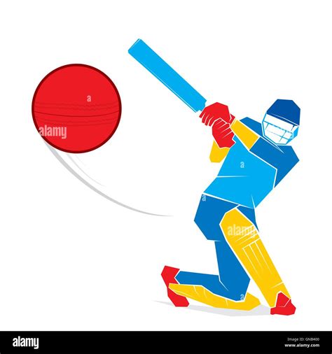 Sketch Cricket Player Hit The Ball Design Vector Stock Vector Art