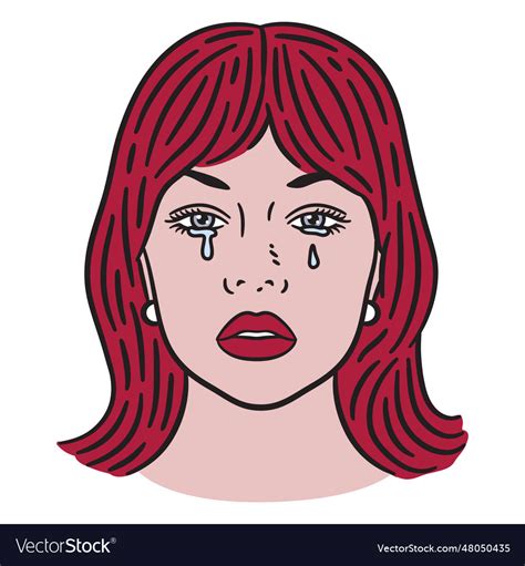 Crying Woman Color Stroke Royalty Free Vector Image